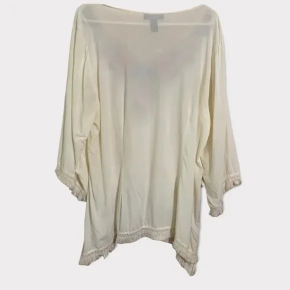 Style & Co Boho Embroidered Fringe Top - Picture 4 of 5